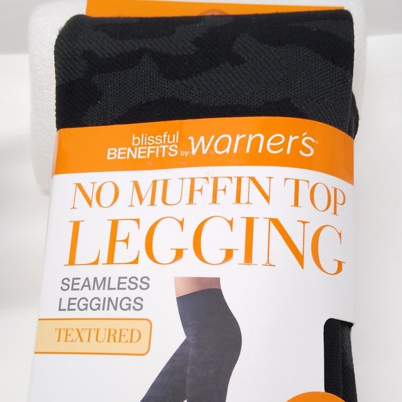 Warner's Blissful Benefits No Muffin Top Textured Leggings XS Black Camouflage - Picture 3 of 6